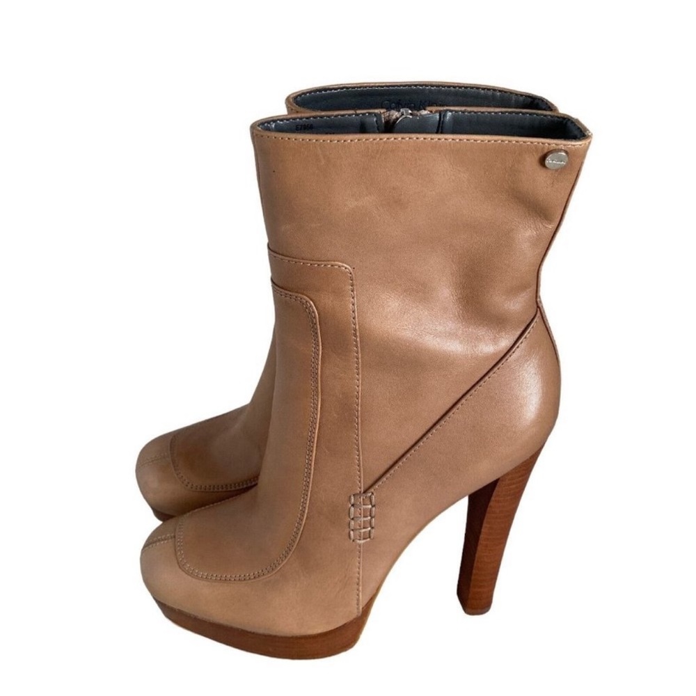 Calvin Klein Brenna Leather Heeled Bootie